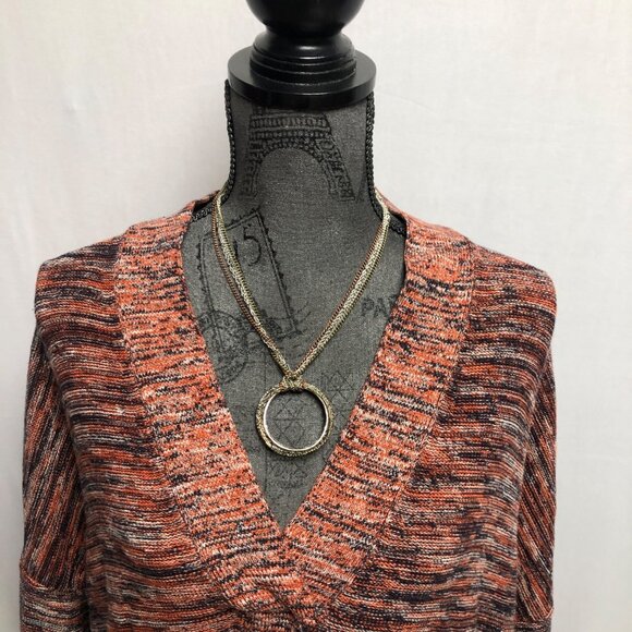 J Jill Sweater Womens Size Large V Neck Wide Sleeve Marled Oversized Casual Top - Picture 3 of 7